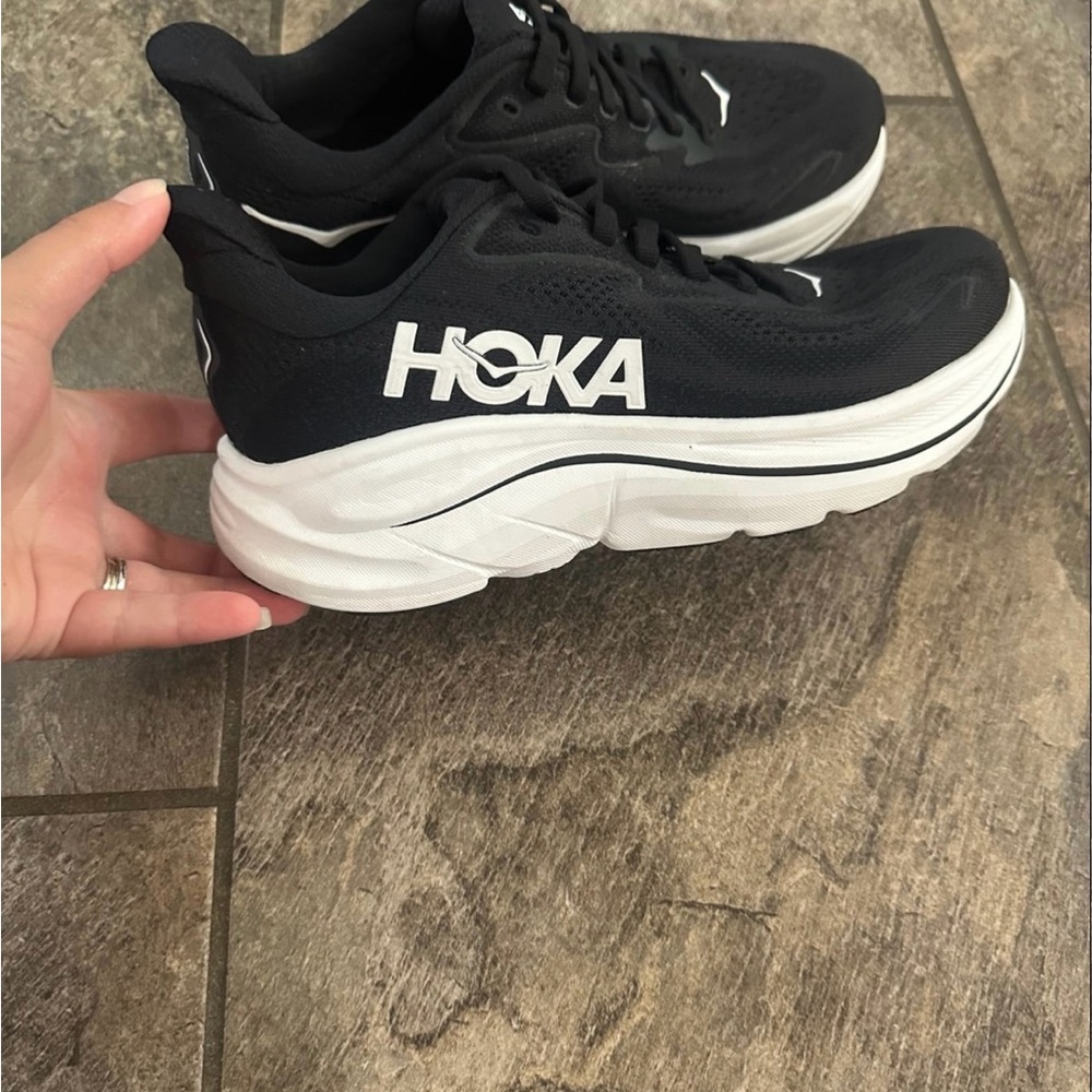 Hoka Clifton 10 Black and White Sneakers